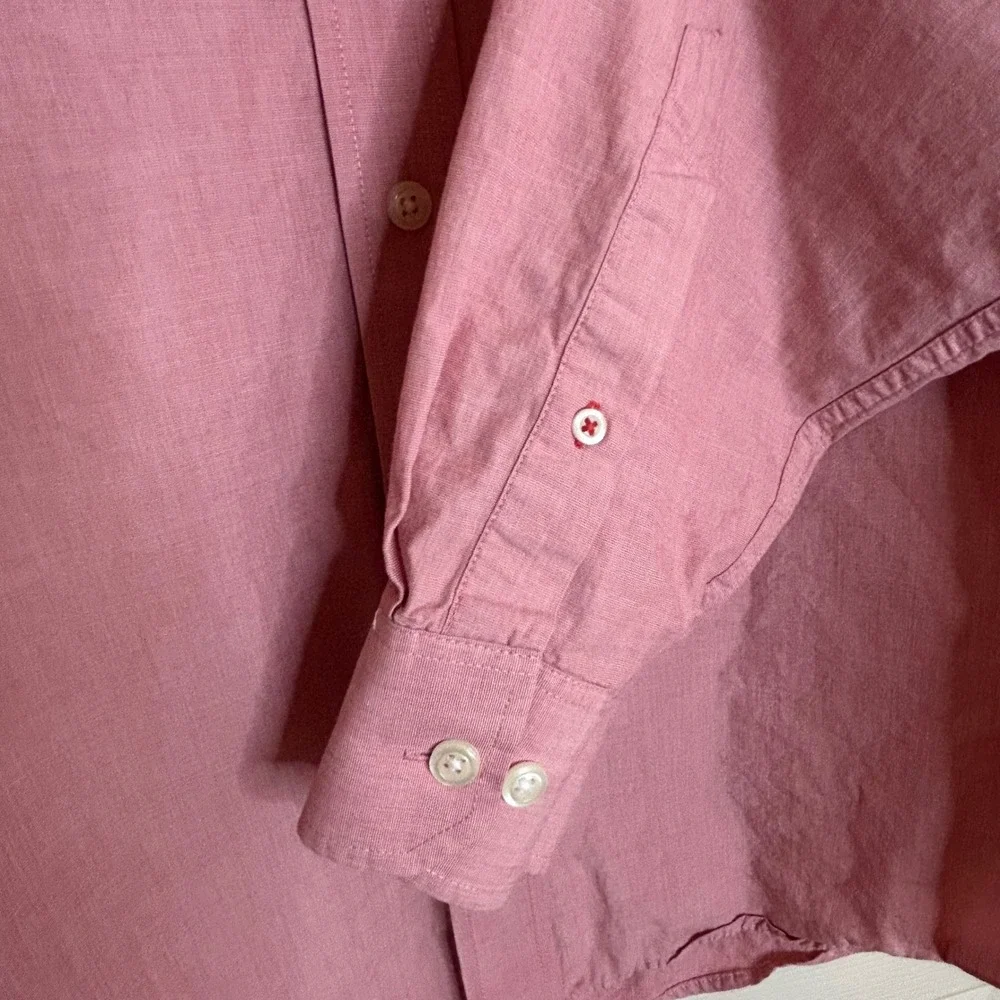 IZOD Men's Pink Red Oxford Button‎ Down Shirt Long Sleeve XLT Casual Everyday